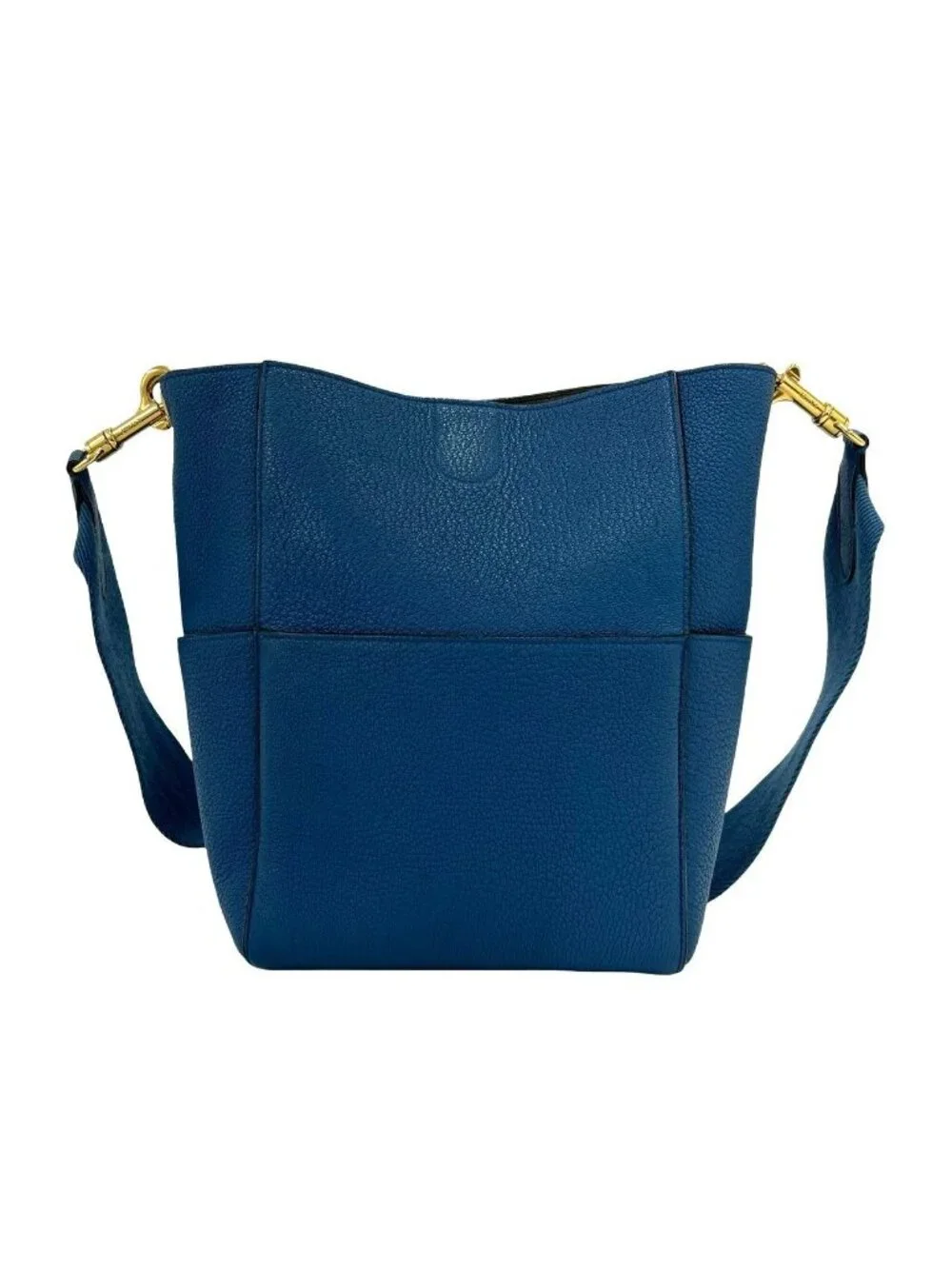 Celine Sangle Bucket Leather Shoulder Bag Tote Blue